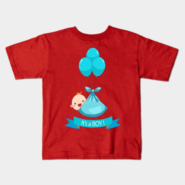 It's A Boy Kids T-Shirt by Mako Design 